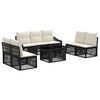 vidaXL Conjunto de Sof&aacute; de Jardim 8 unid. Preto e Branco Creme vime PE