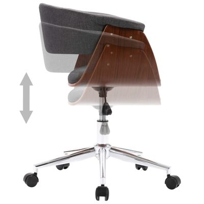 vidaXL Cadeira de jantar giratória madeira curvada e tecido cinzento