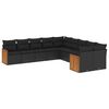 vidaXL 10 pcs conjunto sof&aacute;s de jardim c/ almofad&otilde;es vime PE preto