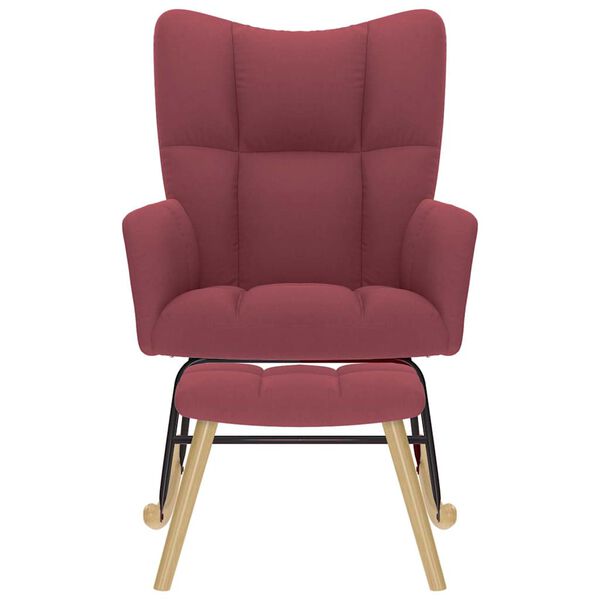 vidaXL Cadeira de baloi&ccedil;o com apoio de p&eacute;s tecido vermelho tinto