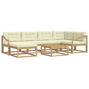 vidaXL Conjunto de Sof&aacute;s para Exterior 7 unid. Branco e Creme