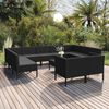 vidaXL 12 pcs conjunto lounge de jardim c/ almofad&otilde;es vime PE preto