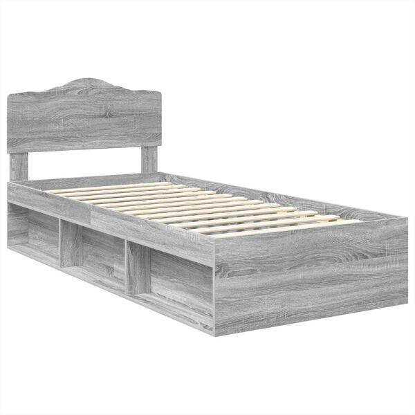 vidaXL Estrutura da Cama com cabeceira Cinza Sonoma 90 x 200 cm
