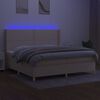 vidaXL Cama box spring c/ colch&atilde;o e LED 200x200 cm tecido cor creme