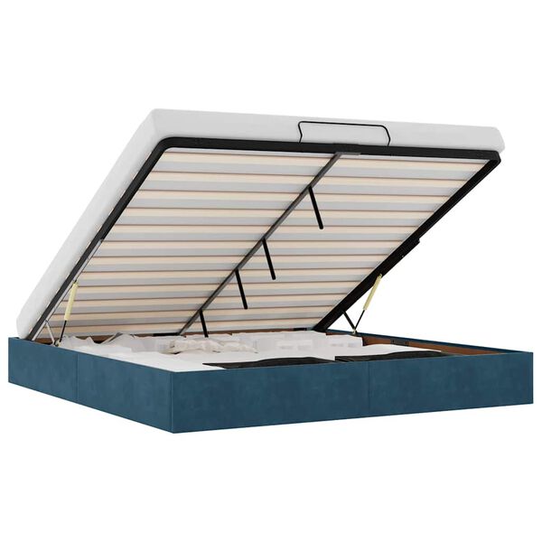 vidaXL Estrutura de cama otomana sem colch&atilde;o 200x200 cm azul escuro