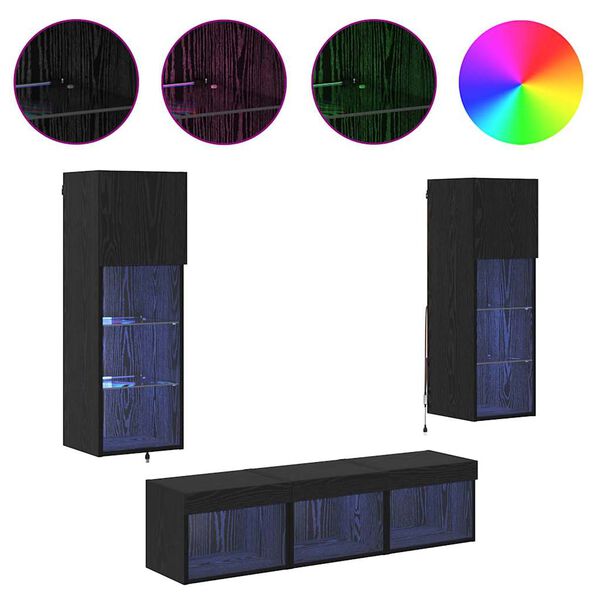 vidaXL Unidades de Parede para TV 5 pcs Carvalho Preto