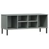 vidaXL Sapateira pernas metal 106x35x45cm madeira maci&ccedil;a OSLO cinzento