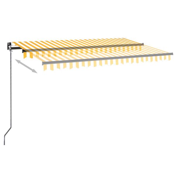 vidaXL Toldo retr&aacute;til manual 450x300 cm amarelo e branco