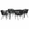 vidaXL Conjunto de Jantar para Jardim 5 pcs Preto A&ccedil;o revestido a p&oacute;