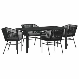 vidaXL Conjunto de Jantar para Jardim 5 pcs Preto A&ccedil;o revestido a p&oacute;