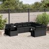 vidaXL 10 pcs conjunto sof&aacute;s de jardim c/ almofad&otilde;es vime PE preto