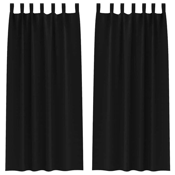 vidaXL Cortinas Blackout com Argolas 2 pcs Preto 260 x 140 cm