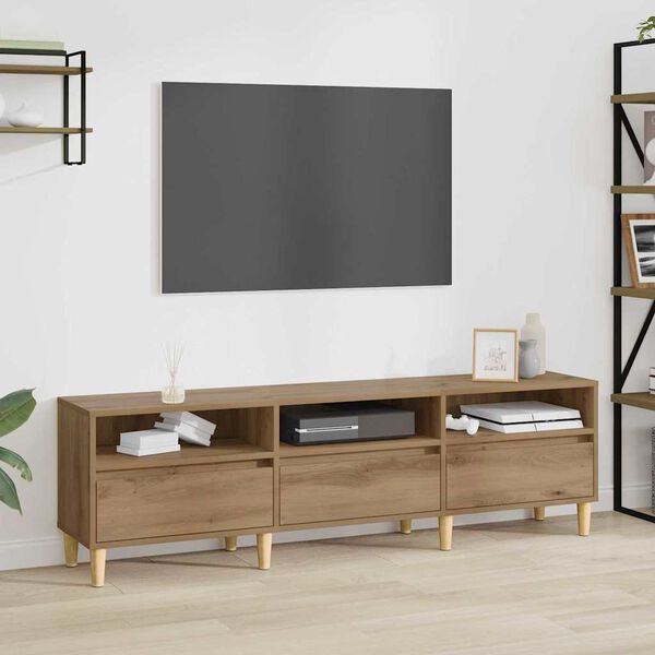 vidaXL Gabinete para TV com gaveta Carvalho Artesanal 150 x 30 x 45 cm