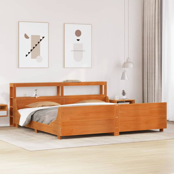 vidaXL Cama sem colch&atilde;o 180x200 cm pinho maci&ccedil;o castanho-mel