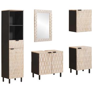vidaXL Conjuntos de Banheiro com porta 5 pcs Acabamento em Wash Branco