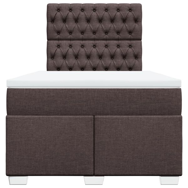 vidaXL Cama boxspring com colch&atilde;o 120x190 cm tecido castanho-escuro