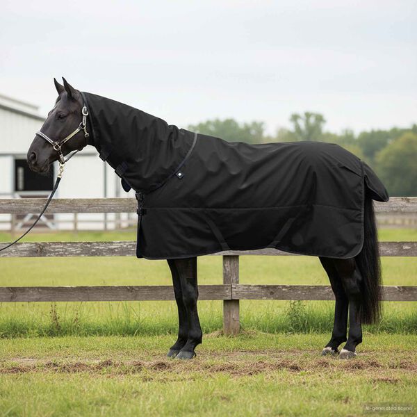 vidaXL Cobertor de Cavalo Verde Escuro e Preto 85 cm Poli&eacute;ster