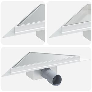 vidaXL Desag&uuml;e de Chuveiro Triangular 2 em 1 Prateado 32 x 32 x 7,5 cm