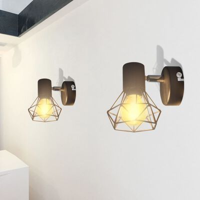 2 Candeeiros de parede estilo industrial + lâmpada filamento LED preto