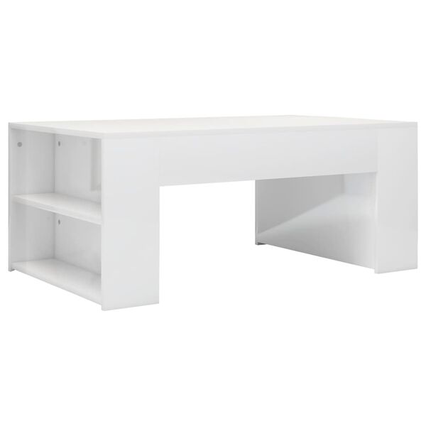 vidaXL Mesa de centro 100x60x42 cm contraplacado branco brilhante