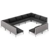 vidaXL 11pcs conj. lounge jardim c/ almofad&otilde;es vime PE cinzento-escuro