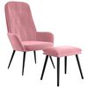 vidaXL Cadeira de descanso com banco p/ p&eacute;s veludo rosa