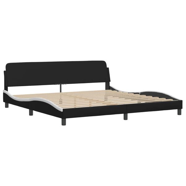 vidaXL Cama Viana com colchão 200x200 cm couro artificial preto e branco