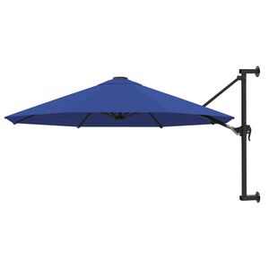 vidaXL Guarda-sol de montar na parede com mastro met&aacute;lico 300 cm azul