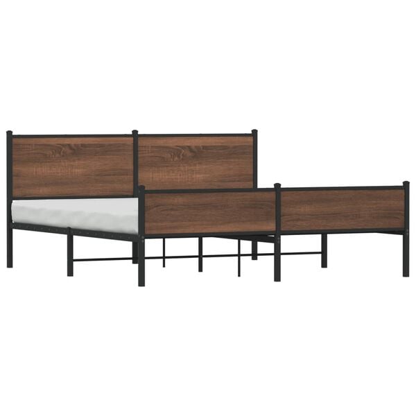 vidaXL Estrutura cama sem colch&atilde;o 183x213 cm metal carvalho castanho