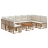 vidaXL Conjunto de Sof&aacute;s para Exterior 10 unid. Natural e Branco Creme