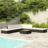 vidaXL 8 pcs conjunto lounge de jardim c/ almofad&otilde;es vime PE preto