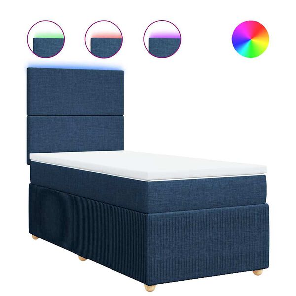 vidaXL Cama com molas/colch&atilde;o 90x190 cm tecido azul