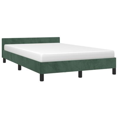 vidaXL Estrutura de cama c/ cabeceira 120x190 cm veludo verde-escuro