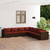 vidaXL 7 pcs conjunto lounge jardim c/ almofad&otilde;es vime PE castanho