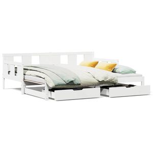 vidaXL Sof&aacute;-cama com gavet&atilde;o e gavetas sem colch&atilde;o 90x190 cm branco