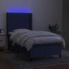 vidaXL Cama box spring c/ colch&atilde;o e LED 90x190 cm tecido azul
