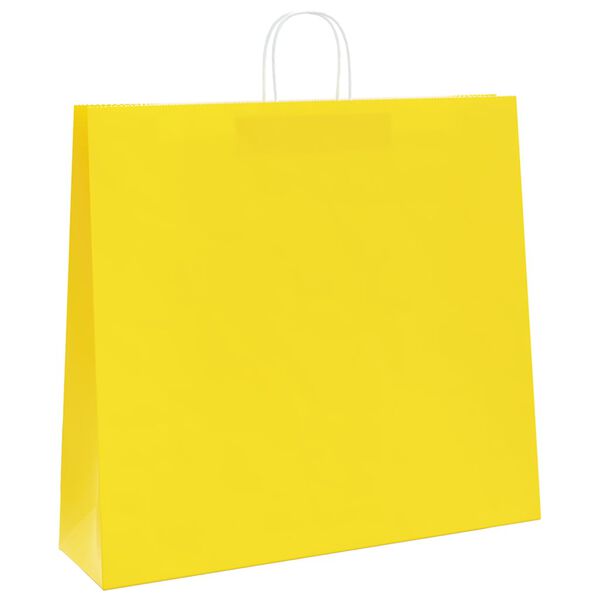 vidaXL Sacos de papel 250 unid com al&ccedil;as amarelo 54x15x49 cm