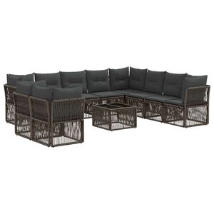 vidaXL Conjunto de Sof&aacute; de Jardim 11 unid. Cinzento vime PE