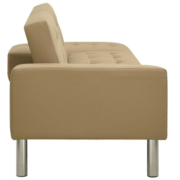 vidaXL Sof&aacute;-cama couro artificial cappuccino
