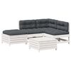vidaXL 5 pcs conj. lounge de jardim c/ almofad&otilde;es pinho maci&ccedil;o branco