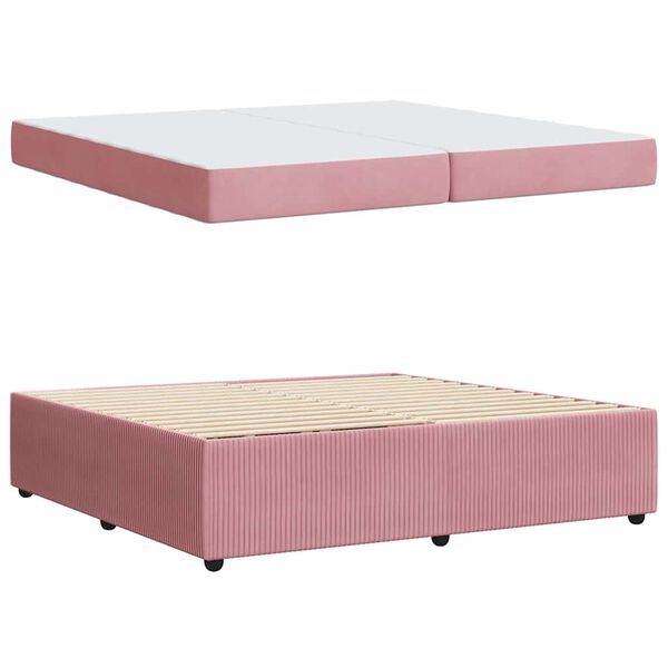 vidaXL Estrutura da Cama com colch&atilde;o Rosa 200 x 200 cm tecido