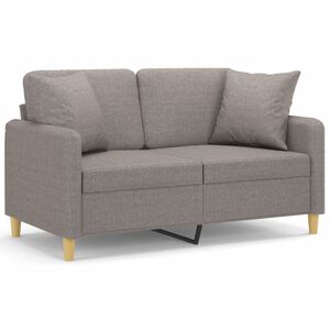 vidaXL Sof&aacute; 2 lug. +almofadas decora&ccedil;&atilde;o 120cm tecido cinza-acastanhado
