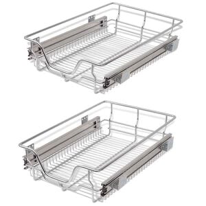 vidaXL Cestos de arame extra&iacute;veis 2 pcs 400 mm prateado