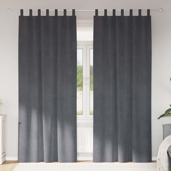 vidaXL Cortinas opacas 2 pcs Cinzento-claro 140 x 245 cm Veludo