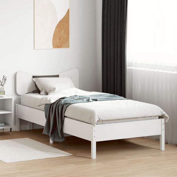 vidaXL Cama sem colch&atilde;o 75x190 cm madeira de pinho maci&ccedil;a branco