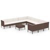 vidaXL 12 pcs conjunto lounge jardim c/ almofad&otilde;es vime PE castanho