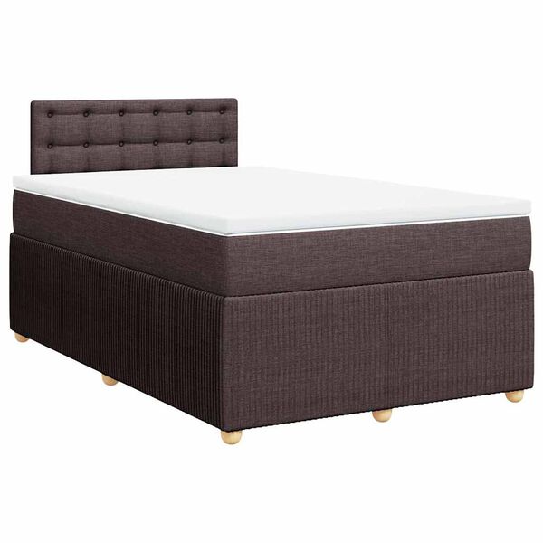 vidaXL Cama boxspring com colch&atilde;o 120x190 cm tecido castanho-escuro