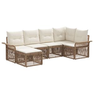 vidaXL Conjunto de Sof&aacute; de Jardim 6 pcs Bege vime PE