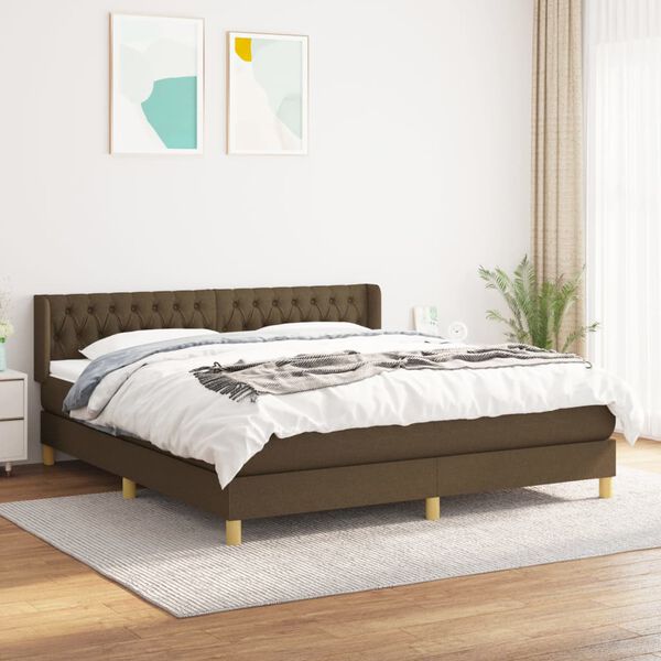 vidaXL Cama com molas/colch&atilde;o 180x200 cm tecido castanho-escuro