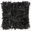 vidaXL Almofad&otilde;es 2 pcs 45x45 cm shaggy couro e algod&atilde;o preto